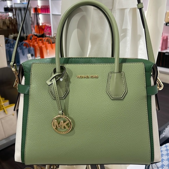 MICHAEL KORS
Mercer Medium Color-Block Belted Satchel Crossbody Purse 
NWT - Picture 6 of 16